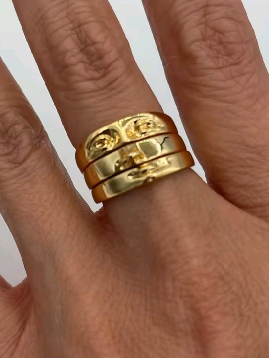Anthropologie Jewelry - Gold-Tone Triple Band Statement Ring - Unisex Jewelry
